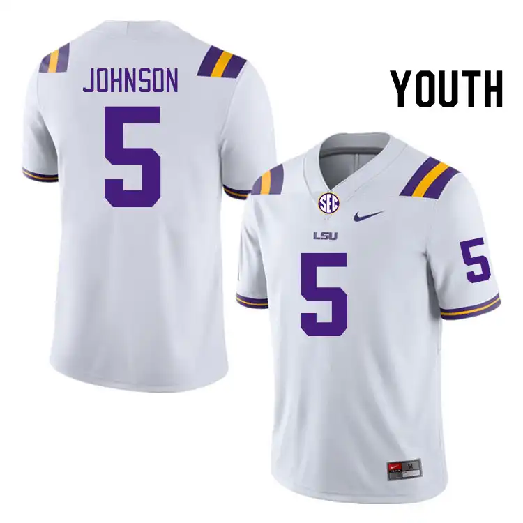 Youth LSU Tigers Ju'Juan Johnson #5 White NCAA Football Jersey